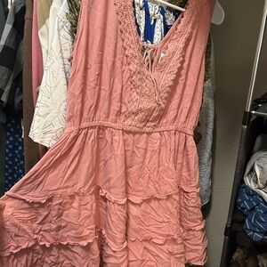 Pink Lace Trim Dress